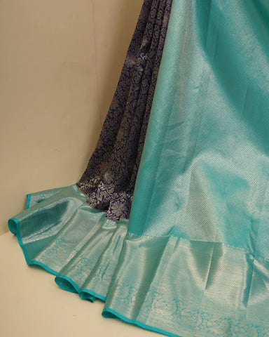 Navy blue kanjivaram silk saree - PattuCheeralu