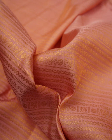 Peach pink kanjivaram silk saree - PattuCheeralu