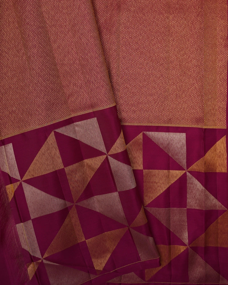 Peach pink kanjivaram silk saree - PattuCheeralu