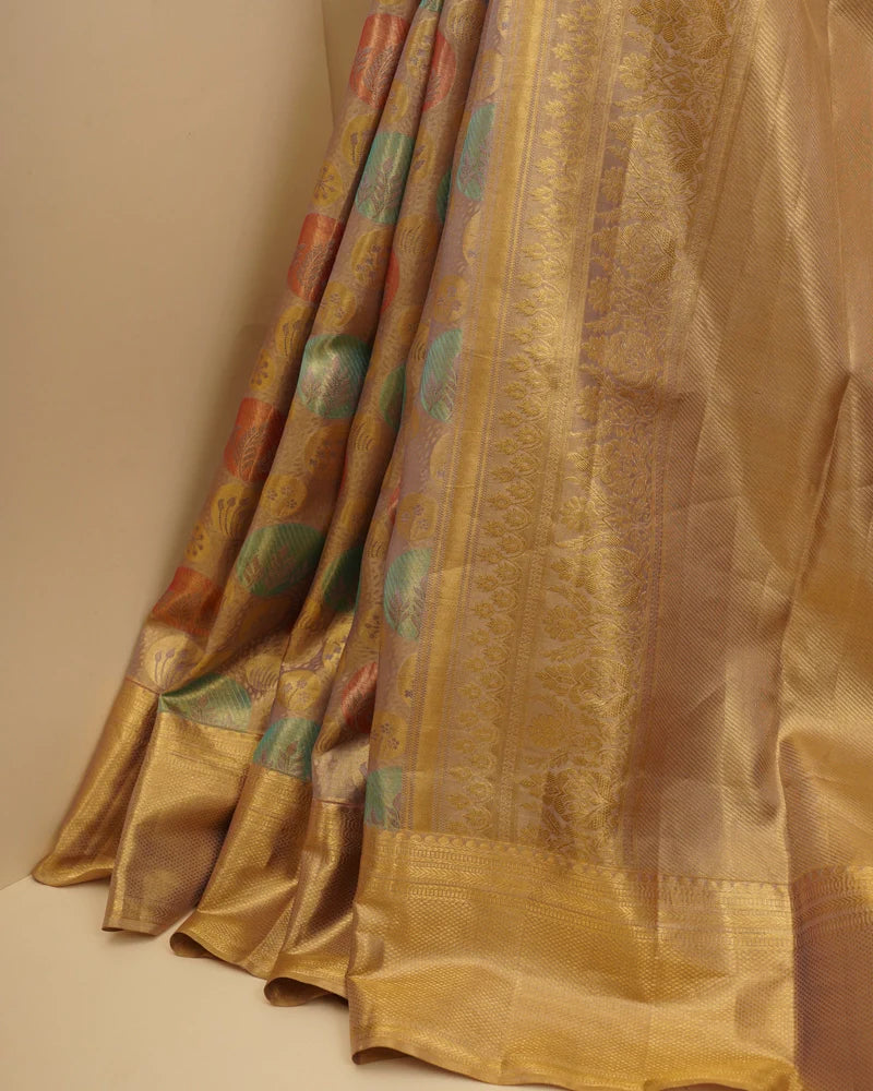 Light lavender tissue kanjivaram silk saree - PattuCheeralu