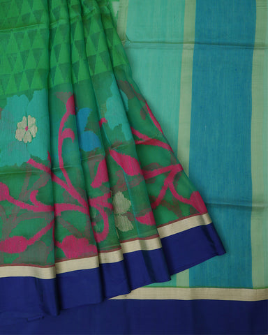 Green Jute Silk Saree - PattuCheeralu