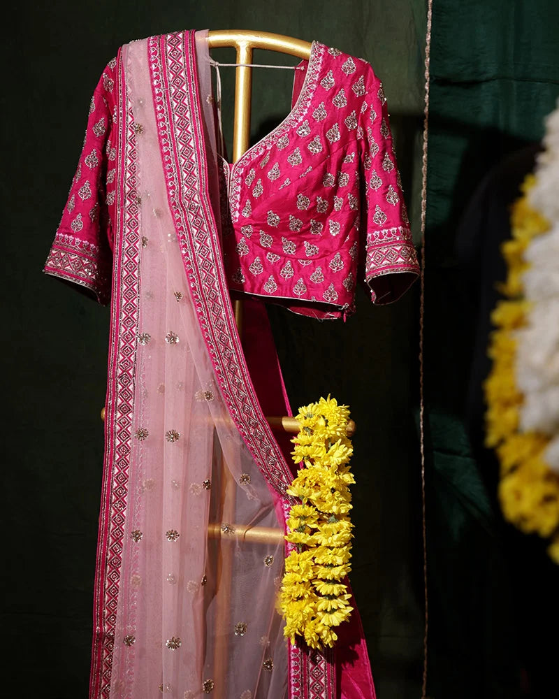 Bridal Pink Lehenga Set - PattuCheeralu