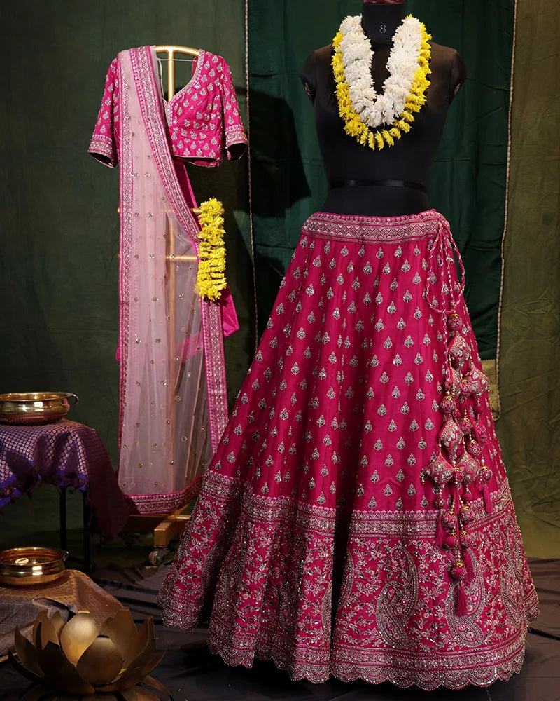 Bridal Pink Lehenga Set - PattuCheeralu