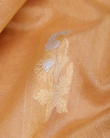 Honey Beige Kora Banarasi Silk Saree - PattuCheeralu