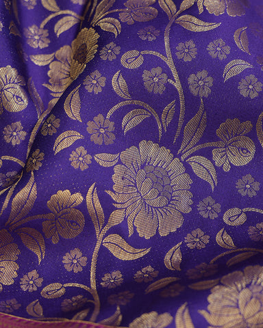 Ink Blue Kanjivaram Silk Saree - PattuCheeralu