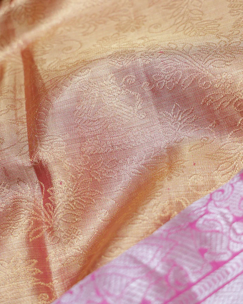 Onion Pink Tissue Kanjeevaram Saree - PattuCheeralu