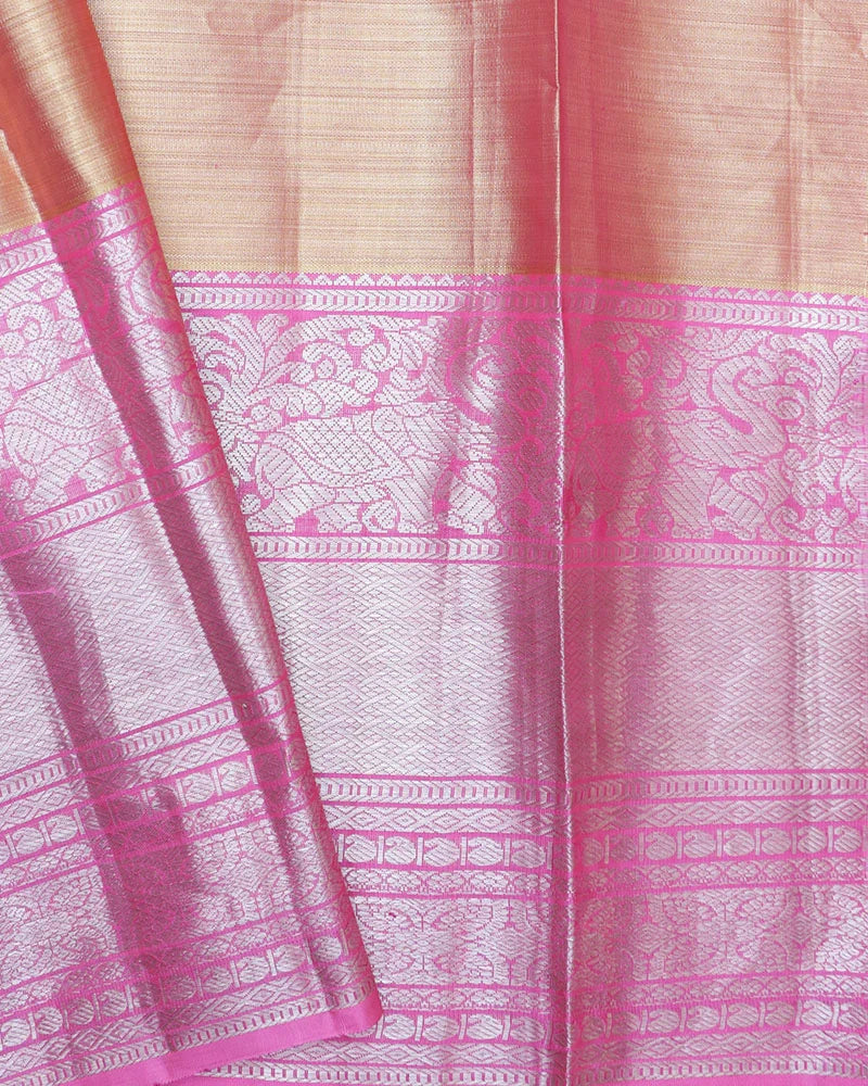 Onion Pink Tissue Kanjeevaram Saree - PattuCheeralu