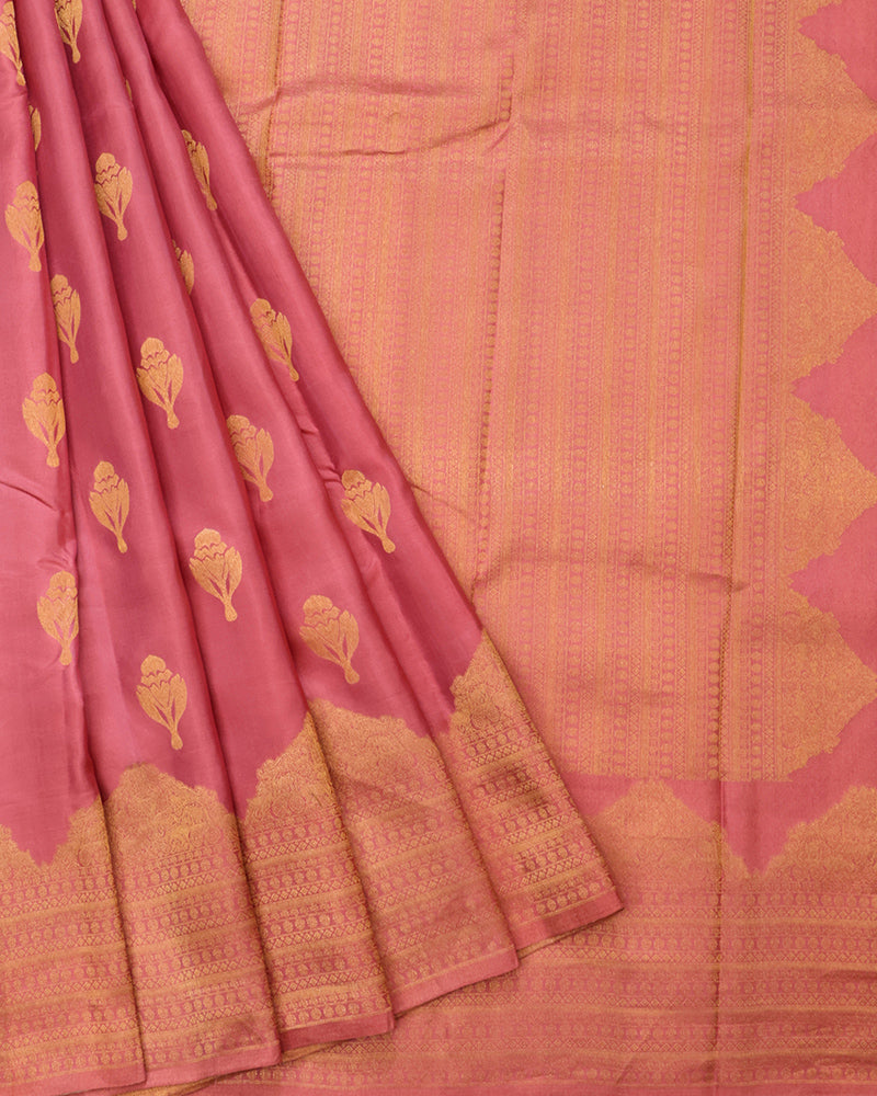 Onion Pink Kanchipuram Silk Saree - PattuCheeralu