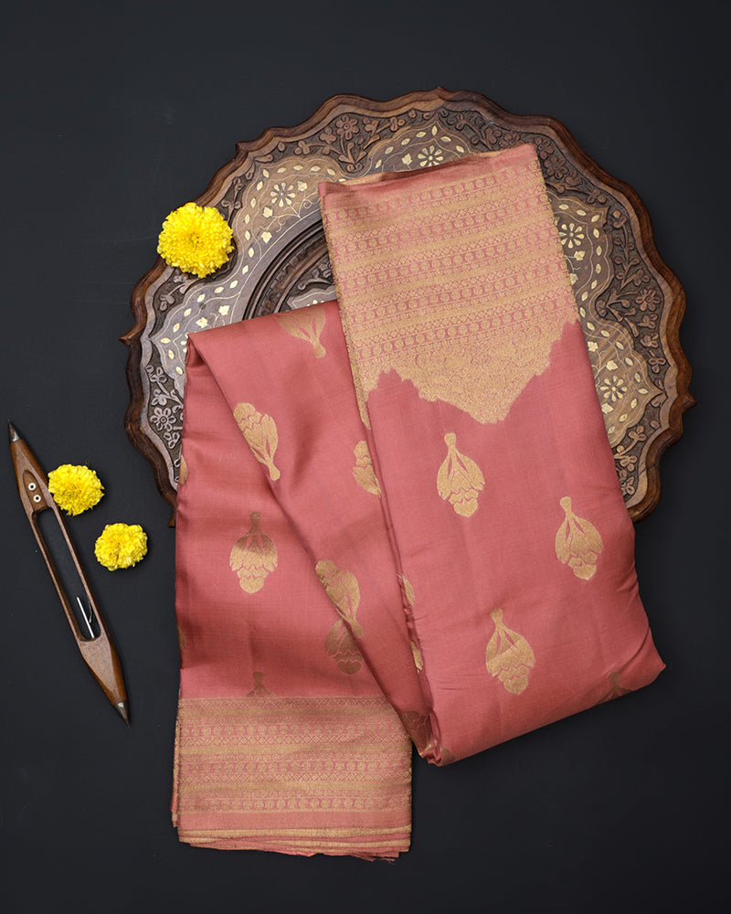 Onion Pink Kanchipuram Silk Saree - PattuCheeralu