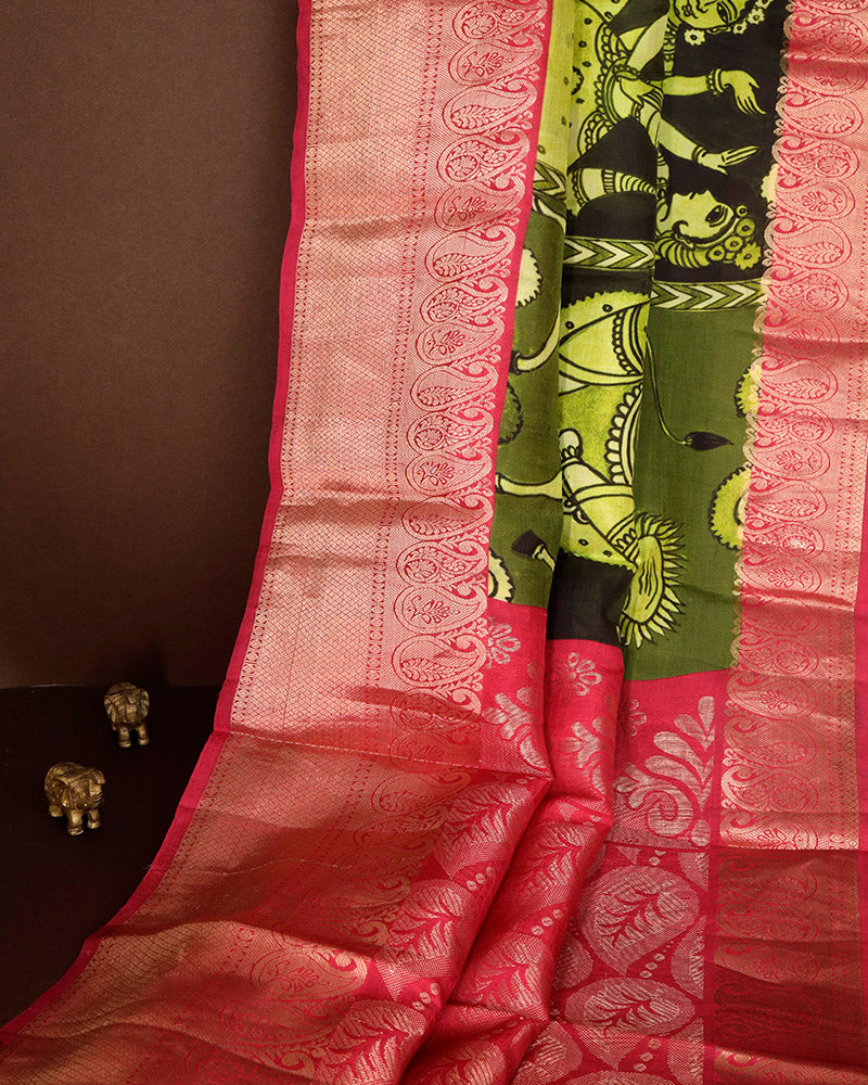 Mehndi Green Kanchipuram Saree - PattuCheeralu