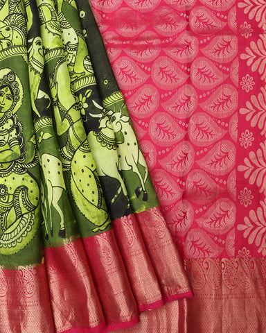 Mehndi Green Kanchipuram Saree - PattuCheeralu