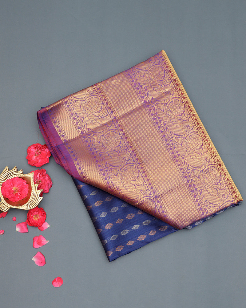 Blue kanjivaram silk saree - PattuCheeralu