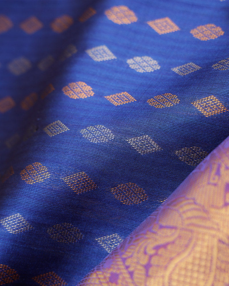 Blue kanjivaram silk saree - PattuCheeralu