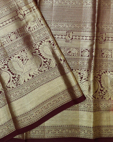 Brown Tissue Kanjivaram Saree - PattuCheeralu