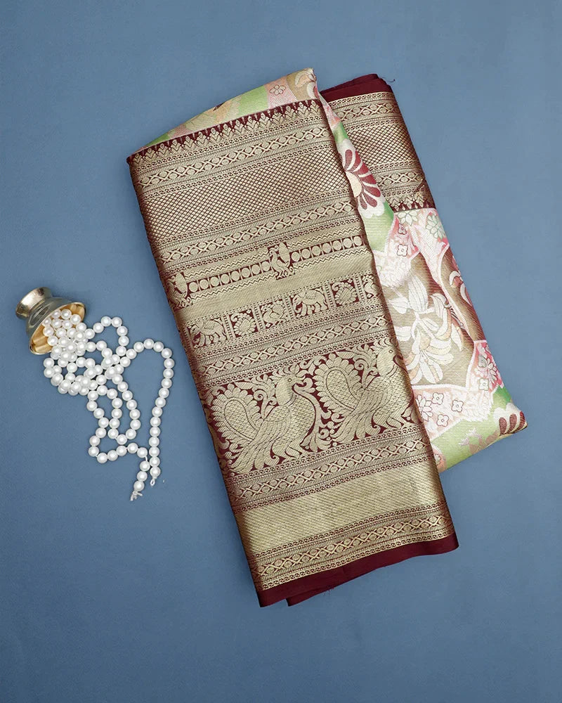 Brown Tissue Kanjivaram Saree - PattuCheeralu