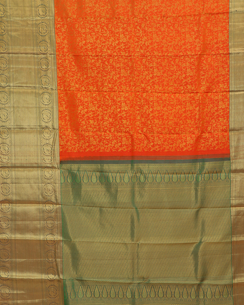 Orange Kanjivaram Silk Saree - PattuCheeralu