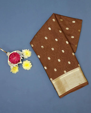 Cocoa Brown Mysore Silk Saree - PattuCheeralu