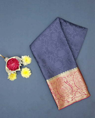 Dark Blue Mysore Silk Saree - PattuCheeralu