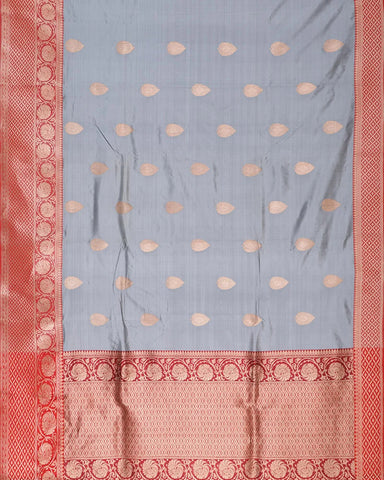 Oxford Blue, this Katan Banarasi silk saree - PattuCheeralu