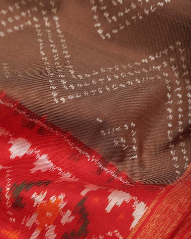 Light Brown Ikkat Saree - PattuCheeralu