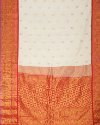 Off White Gadwal Silk Saree - PattuCheeralu