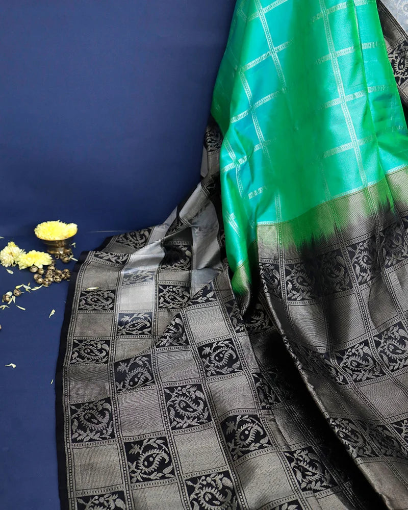 Aqua Green Soft Silk Saree - PattuCheeralu