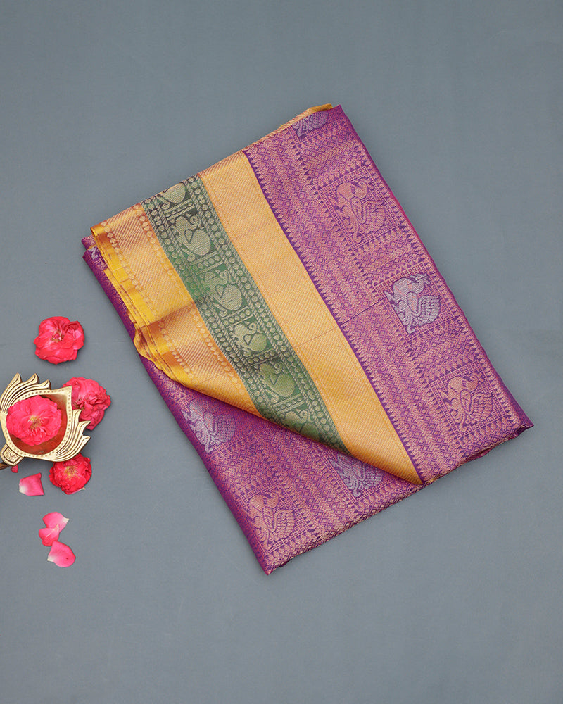 Purple kanjivaram silk saree - PattuCheeralu